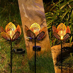Solar Lights Outdoor Garden Decor,LED Lotus Flower Lamp, Metal Tulip Solar Lawn Lamp for Courtyard Decoration, Garden Gifts for Women