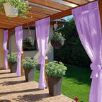 SpaceDresser Waterproof Outdoor Sheer Curtains for Patio - 4 Panels Rod Pocket Indoor Voile Sheer Curtain for Living Room,52W x 96L inch, Lavender