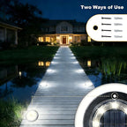 Flacchi Solar Lights Outdoor - Solar Powered Ground Lights Outdoor Solar Disk Light Waterproof Landscape Light for Patio Yard Pathway Walkway Driveway (Cool White, 2 Pack)