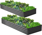 2PCS 7x3x1ft Galvanized Raised Garden Bed Kit,Metal Planter Box for Vegetables,Flowers,Herbs Durable Rust-Resistant Patio Gardening Beds,Black