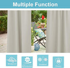 RYB HOME Outdoor Curtains for Patio Waterproof Block Sunlight Thermal Insulated Privacy Assured Thick Outside Curtains for Porch, Gazebo, Pergola, W52 x L84, Natural, 1 Panel