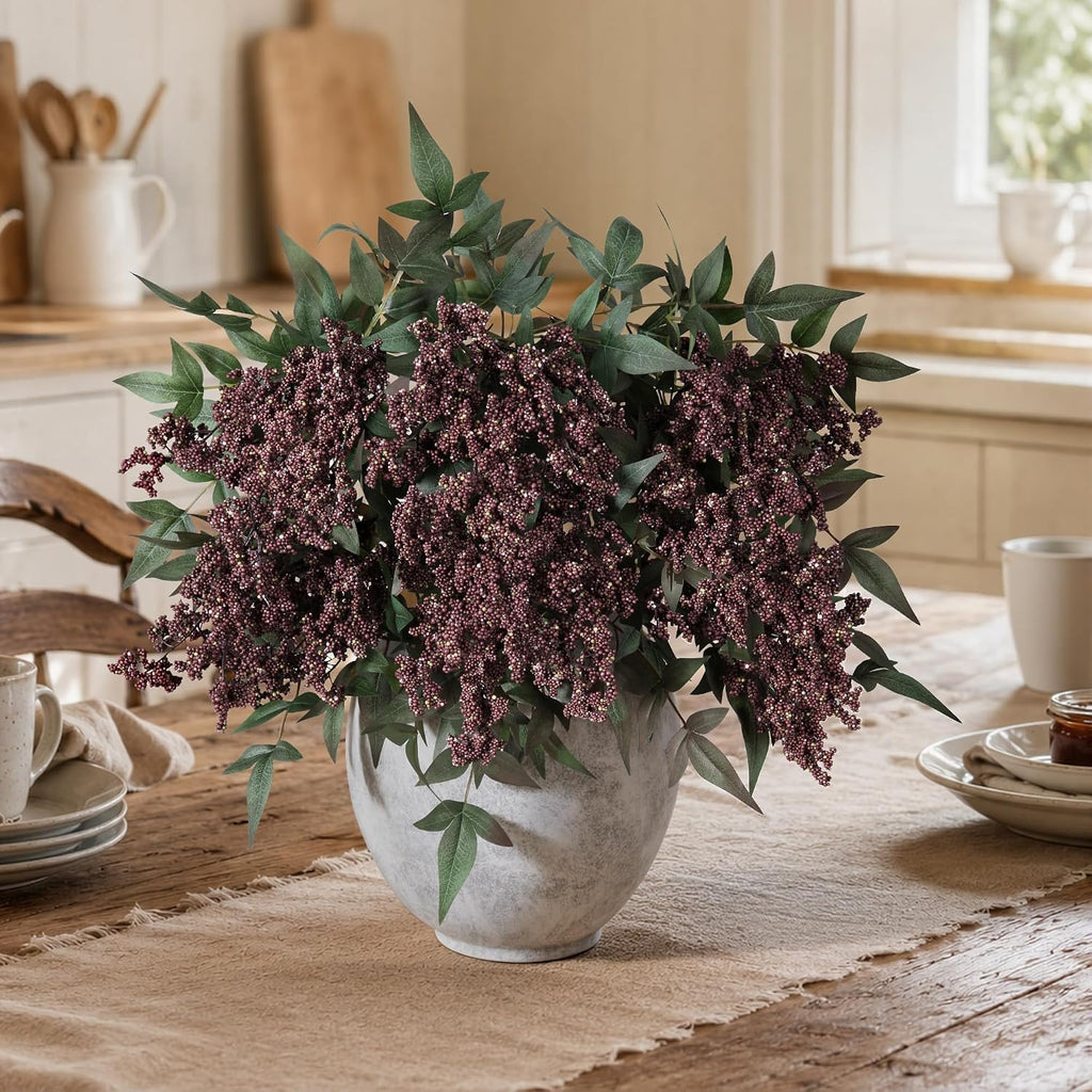 fake flowers 35 inch berry stems faux flowers on a desk or shelf