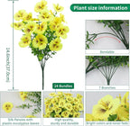 24 Bundles Artificial Pansy Flowers for Outdoor, Faux Silk Pansies Spring Flowers Outside for Planter Front Door Porch Patio Yard Window Box Home Decor (Yellow)