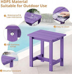 LUE BONA Outdoor Side Table, HDPS Small Outdoor Adirondack Side Tables, Outside End Table for Patio, Porch, Deck, Pool, Weather Resistant/Easy Maintenance,Purple