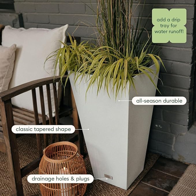 Veradek V-Resin Indoor/Outdoor Taper Planter (26 inch, White)