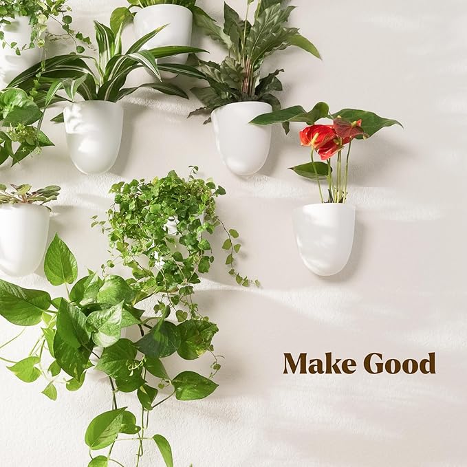 PlantPod Classic - Self-Watering Wall Planters (6, White) - Easy to Water and Install - Lightweight - Design Your Own Vertical Garden - Wall Planters for Indoor Plants