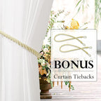 RYB HOME Linen Sheer Outdoor Curtains 84 inch Length 2 Panels Set, Lightweight Waterproof Grommet Top Burlap Linen Panels for Patio, Pergola, Porch, W52 x L84 Inch, 1 Pack with Tieback Ropes