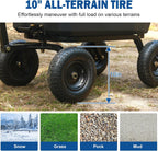 bilt hard 900 lbs poly garden dump cart showing dimensions