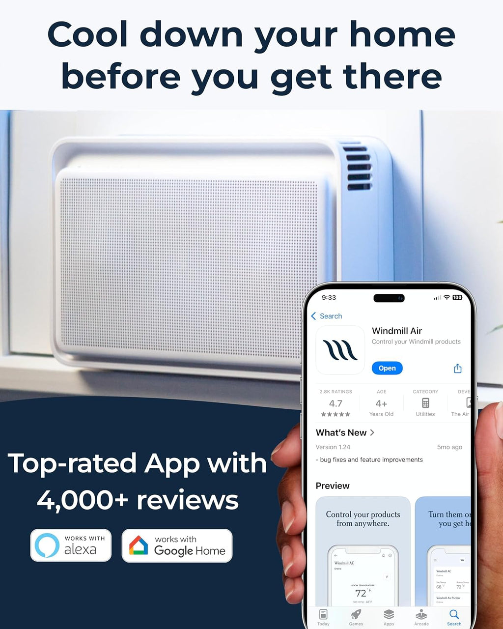 windmill 10,000 btu quiet window air conditioner, cools, view 9