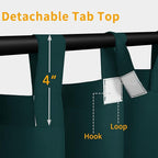 Easy-Going Outdoor Patio Curtains Detachable Tab Top Windproof Weatherproof Curtain for Cabana, Porch, Pergola and Gazebo, Tab Bottom Drape, 2 Panels, 54W x 120L inch, Teal