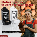 CluckRoots Chicken Grit and Oyster Shell Feeder Combo, No-Spill Metal | Lift-Off Heavy-Duty Dispenser w/ Rain Lid View Window, Small Flocks Capacity, Chicken Coop Accessories Gifts for Lovers