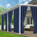 Patio Curtains Outdoor Waterproof - 6 Panels Privacy Weatherproof Outside Curtains with Grommets for Pergola, Gazebo, Porch, Cabana, Balcony, 54 x 95 Inch, Navy