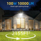 200W LED Flood Lights Outdoor, 2pack 20000lm Bright Led Work Light with Plug, 6500k Daylight White Outdoor LED Lights, IP66 Waterproof Patio Lighting