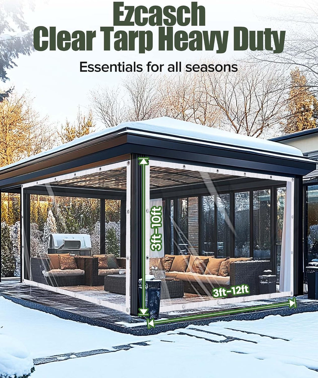 22oz clear tarp heavy duty 8'x8' clear vinyl, close-up detail
