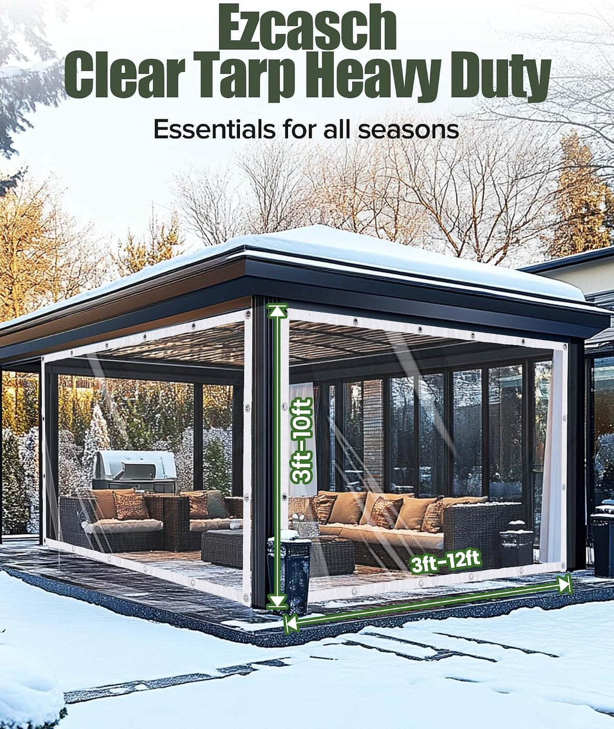 22oz clear tarp heavy duty 8'x8' clear vinyl, close-up detail