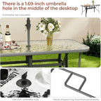 tlsunny patio 30"x 55" rectangular glass table with, close-up detail
