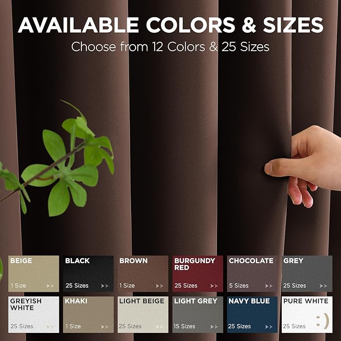 Joydeco Blackout Patio Sliding Door Curtains 108 Inches Long, Grommet Privacy Room Divider Curtains, Extra Wide Thermal Blackout Drapes for Bedroom Living Room (Chocolate, 70Wx108L, 1 Panel)