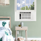 whirlpool 6,000 btu window air conditioner with dehumidifier, side view