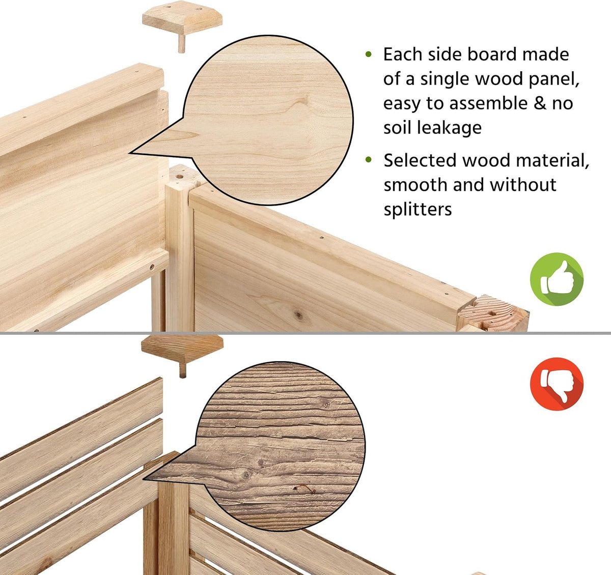 yaheetech raised garden bed with wheels 42x23x33in wooden, view 9