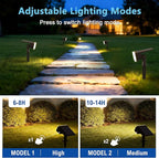 Solar Lights Outdoor Waterproof IP65, Super Bright LED with Lens, 3000K 2 Lighting Modes, Solar Powered Yard Garden Solar Spot Lights for Outside Landscape Auto On/Off -8 Pack