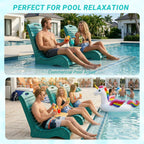 Skybright HDPE Pool Lounge Chairs Set of 2, in-Pool Chaise Lounge Outdoor with Wheels, S Shape Patio Sun Shelf Lounger for Poolside, Deck, Patio, Beach