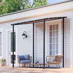 Aoxun 8x5 Lean to Gazebo Outdoor Pergola with Water Resistant & UV-Resistant, Wall-Mounted Canopy with Sloped Roof for Backyard, Deck, Patio or Garden Khaki