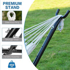 PNAEUT Double Hammocks with Stand for Outside, Portable Space Saving Heavy-Duty Steel Stand for Indoor Outdoor Patio with Carrying Bag, 450 lbs Capacity (Beige)