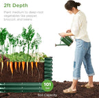 Best Choice Products 4x2x2ft Outdoor Metal Raised Garden Bed, Oval Deep Root Planter Box for Vegetables, Flowers, Herbs, and Succulents w/ 101 Gallon Capacity, Rubber Edge Guard - Dark Green