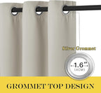 NICETOWN Blackout Kitchen Curtains 45 inch Length - Grommet Thermal Insulated Solid Vertical Drapes Room Darkening Sound Reducing for Bedroom, Natural, 1 Panel, W52 x L45