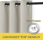 NICETOWN Extra Wide Blackout Sliding Door Curtains 95 inch Length - Grommet Insulated Curtain Light & Sound Blocking Drape for French Door/Patio Door (Natural, W100 x L95, 1 Panel)