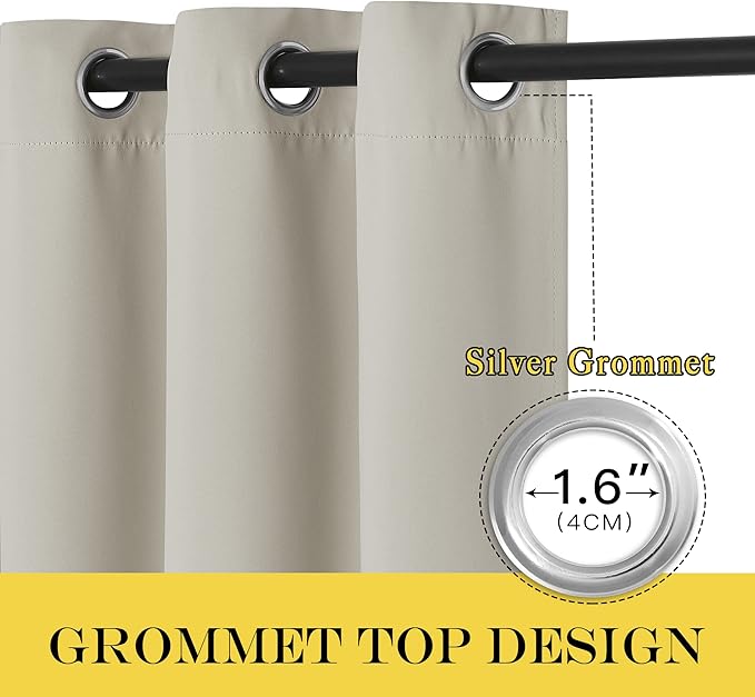 NICETOWN Extra Wide Blackout Sliding Door Curtains 108 inch Length - Grommet Insulated Curtain Light & Sound Blocking Drape for French Door/Patio Door (Natural, W100 x L108, 1 Panel)