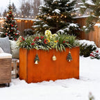 Rusted Metallic Heavy Rectangular Planter 30" x 12" x 24" for Outdoor Plants Corten Steel Outdoor Planter Spliced Flower Box with Partitions for Outside,Indoor,Garden (Corten, 30 * 12 * 24)