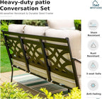 MFSTUDIO 7 Seats Metal Patio Furniture Sets, 6 Pieces Outdoor Sectional Sofa Conversation Set with 2 x Swivel Chairs, 2 x Fixed Chairs, 1 x 3-seat Sofa and 1 x 45 inches Rectangular Fire Pit Table