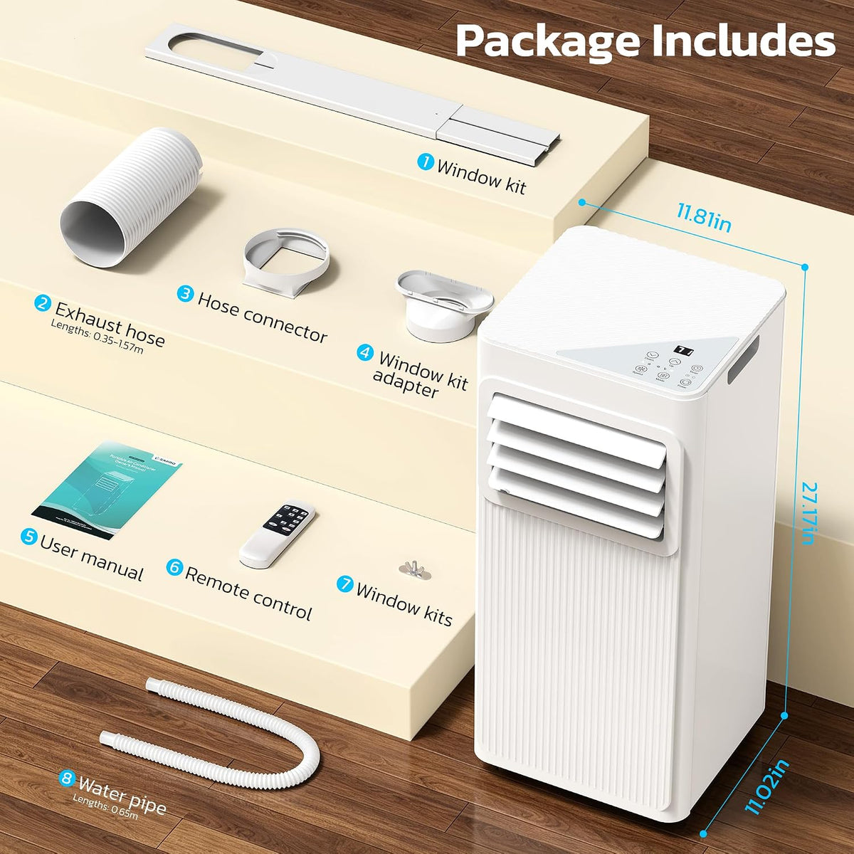 10,000btu energy saving portable air conditioners for rooms, front angle view