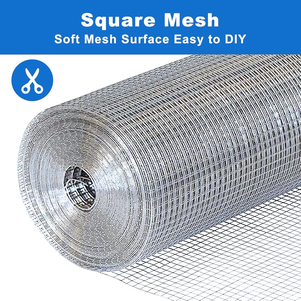Hardware Cloth 1/2 in 48 x 100 ft 19 Gauge Wire Mesh | Galvanized welded wire mesh, Stronger Welds, Uniform Mesh, Chicken Coop, Garden Fence, Gopher Barrier