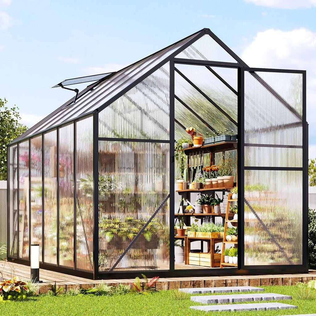 jocisland 6x12x6.3 ft polycarbonate walk-in greenhouse with dual, main product view