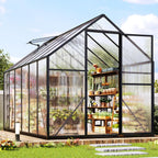 jocisland 6x12x6.3 ft polycarbonate walk-in greenhouse with dual, main product view
