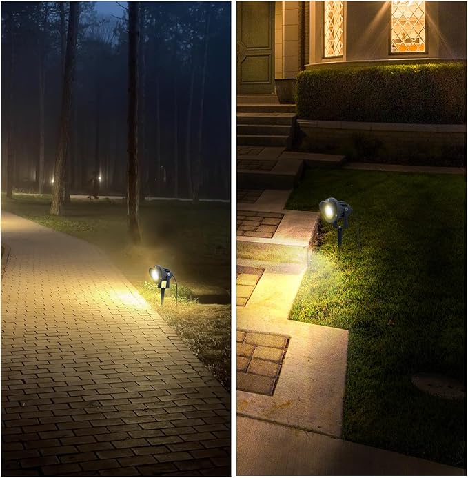 10W Dusk to Dawn Led Light 120V 3000K 1000lm Warm White Landscape Outdoor Spotlights with Photocell Sensor IP65 Waterproof Spot Lights for Yard Flag Garden Tree