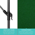 Best Choice Products 10ft Solar LED Offset Cantilever Hanging Market Patio Umbrella, 8 Sturdy Ribs, Easy Adjustment - Green