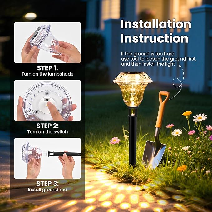 Solar Pathway Lights Garden Decor for Yard, Solar Garden Lights for Outside Waterproof Landscape Lighting, Garden Decorative for Walkway, Driveway, Yard, Landscape, Lawn (8 Pack Warm White)