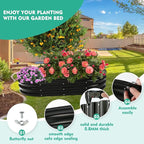 6X3X1 FT Oval Galvanized Metal Garden Raised Bed/Plant Box for Planting,36 Inches Diameter Iron Fire Pit Ring,Small Animal Fence-3 in 1 Modular Design in Black (Black, 72X36X11.5 Inches)