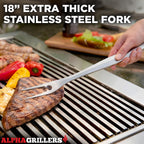 Alpha Grillers Grill Tools Set, BBQ & Grilling Accessories Outdoor Utensils | Heavy-Duty Stainless Steel Spatula, Fork, Brush & Tongs, Great BBQ Gift for Men