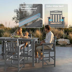 Ciokea 3 Pcs Outdoor Bar Height Table Set, 60" Extra Long Rectangle High Top Table and 2 Oversized Adirondack Chairs Set, Heavy-Duty All-Weather HDPE Patio Bar Set for Backyard Balcony Deck,Grey