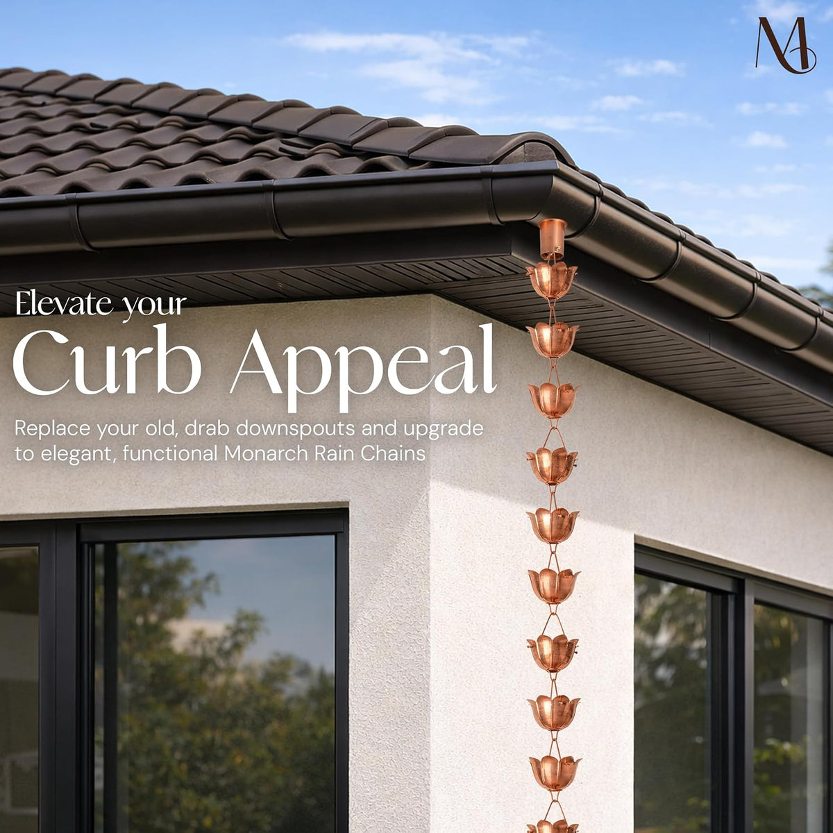 monarch rain chains pure copper lotus cup rain on a desk or shelf