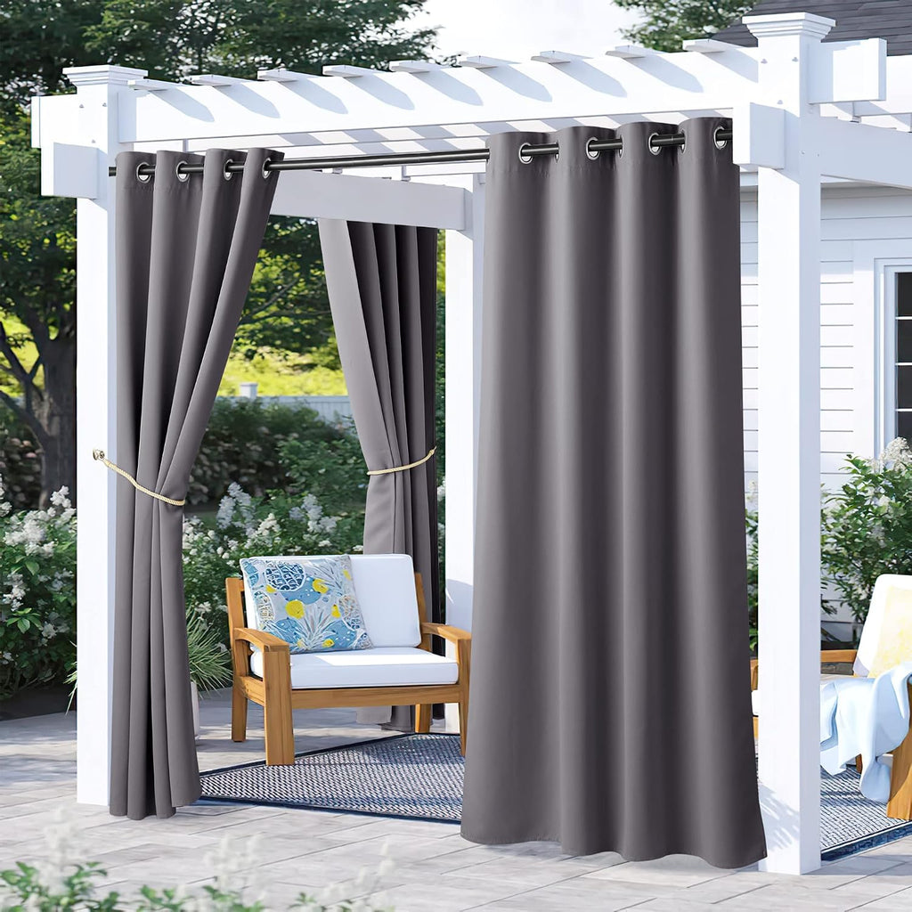 nicetown 2 panels blackout grey outdoor curtains for, main product view