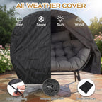 Double Egg Chair Outdoor Indoor 2 Person Wicker Egg Lounge Chair with Foldable Cup Holder Cushion Rain Cover Patio Oversized Loveseat for Balcony Porch Backyard