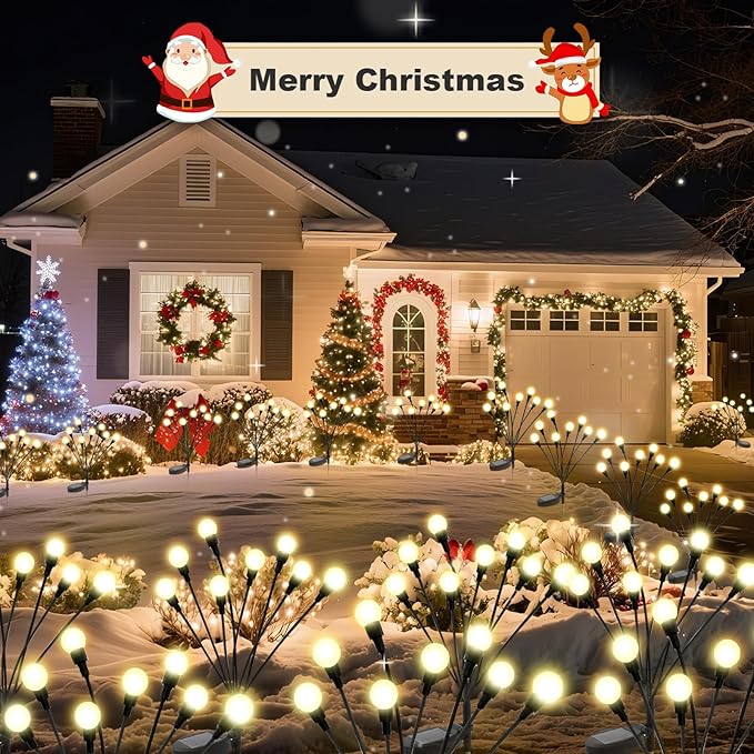 ALSO GO Solar Lights Outdoor, 6 Pack 48 LEDs Firefly Lights, Waterproof Solar Garden Light for Yard Patio Pathway Outdoor Decoration, Gardening Gifts for Women Christmas Decor