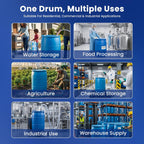 55-Gallon Water Storage Barrel, BPA Free, Emergency Water Supply - Eco Friendly - Made in USA (Blue)