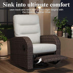 LayinSun Oversized Wicker Outdoor Swivel Glider Recliner with Adjustable Backrest & Footrest, Patio Reclining Lounge Chair - Set of 2