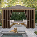 Water Proof Outside Curtains W84 x L84 with Grommet Top for Porch, Thermal Insulated Washable Light Block Outdoor Divider Drapes for Patio Gazebo Deck Pool Area Pergola Cabana (Brown, 2 Panels)